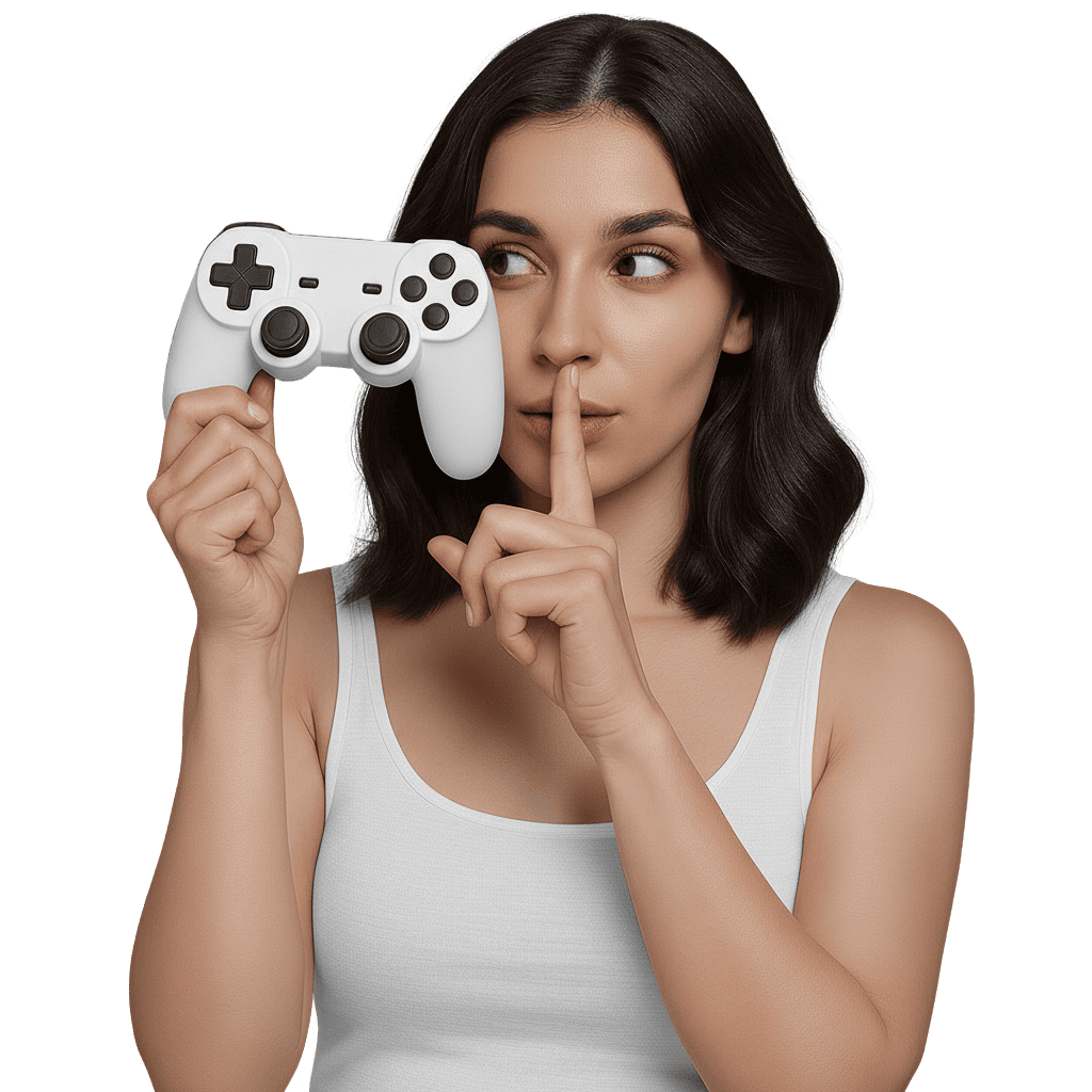 Woman holding gaming controller